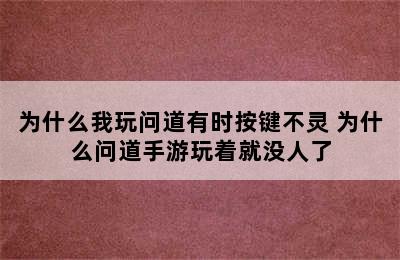 为什么我玩问道有时按键不灵 为什么问道手游玩着就没人了